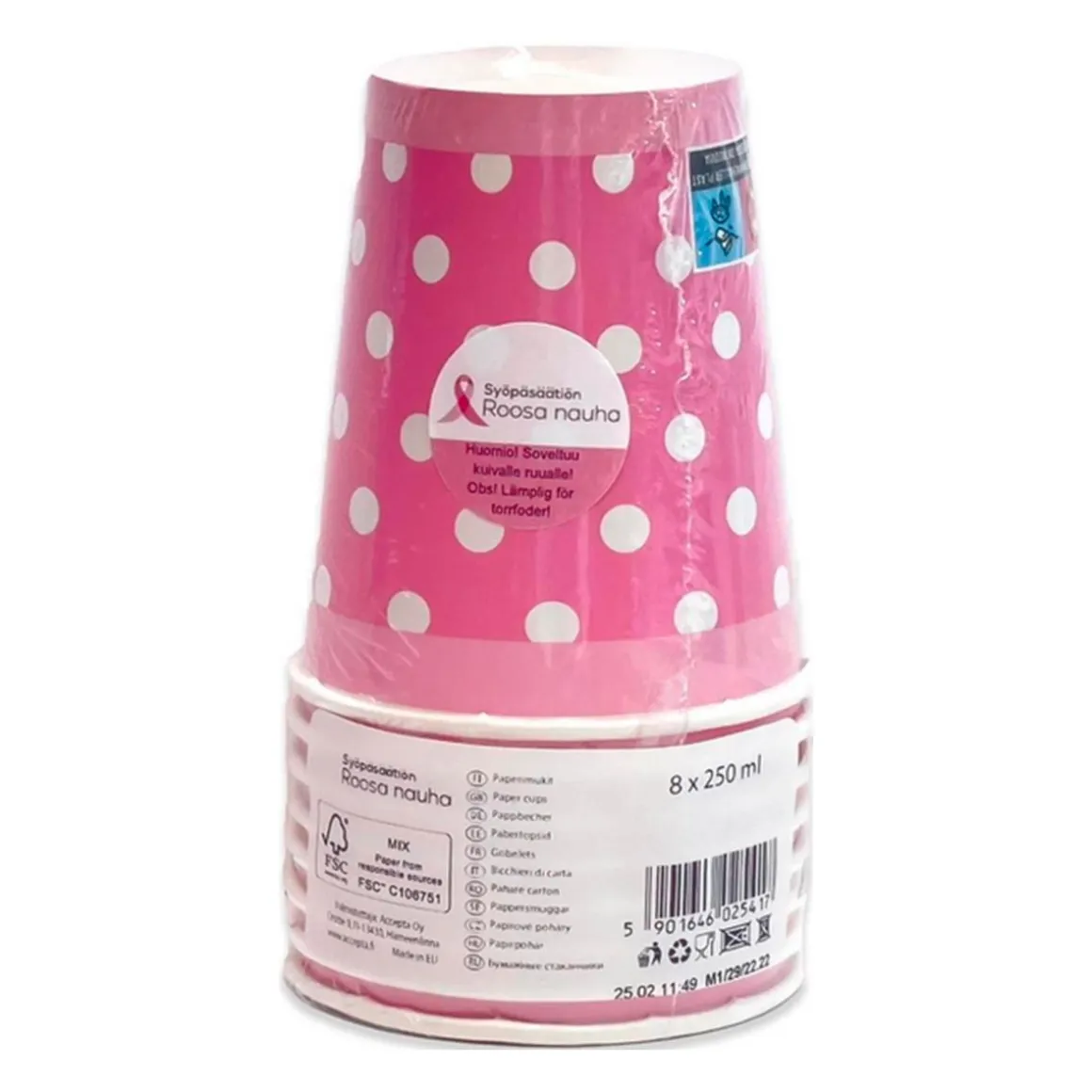 ROOSA NAUHA MUKI PILKUT 250ML/8 KPL PINKKI