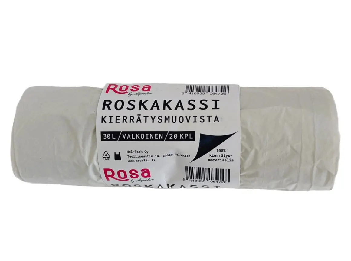 ROSA LD ROSKAKASSI 30 L VALKOINEN 520X600 MM 20 KPL
