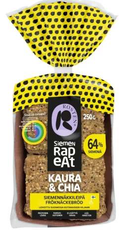 ROSTEN SIEMEN RAPEAT KAURA & CHIA SIEMENNÄKKILEIPÄ 250 G