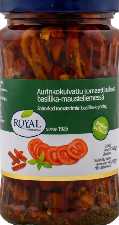 ROYAL AURINKOKUIVATTU TOMAATTISUIKALE BASILIKA-MAUSTELIEM