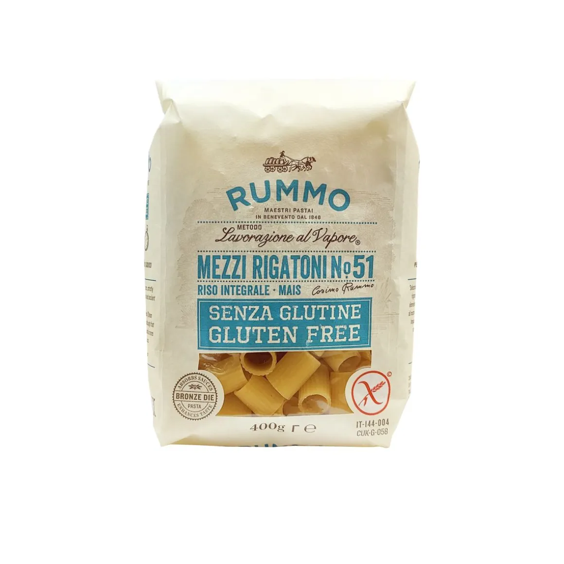 RUMMO GLUTEENITON MEZZI RIGATONI PASTA NO 51 400 G