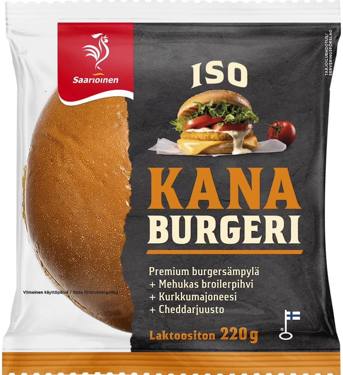 SAARIOINEN ISO KANA BURGERI 220 G