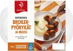 SAARIOINEN KOTIRUOKA BROILERPYÖRYKÄT JA MUUSI 320 G