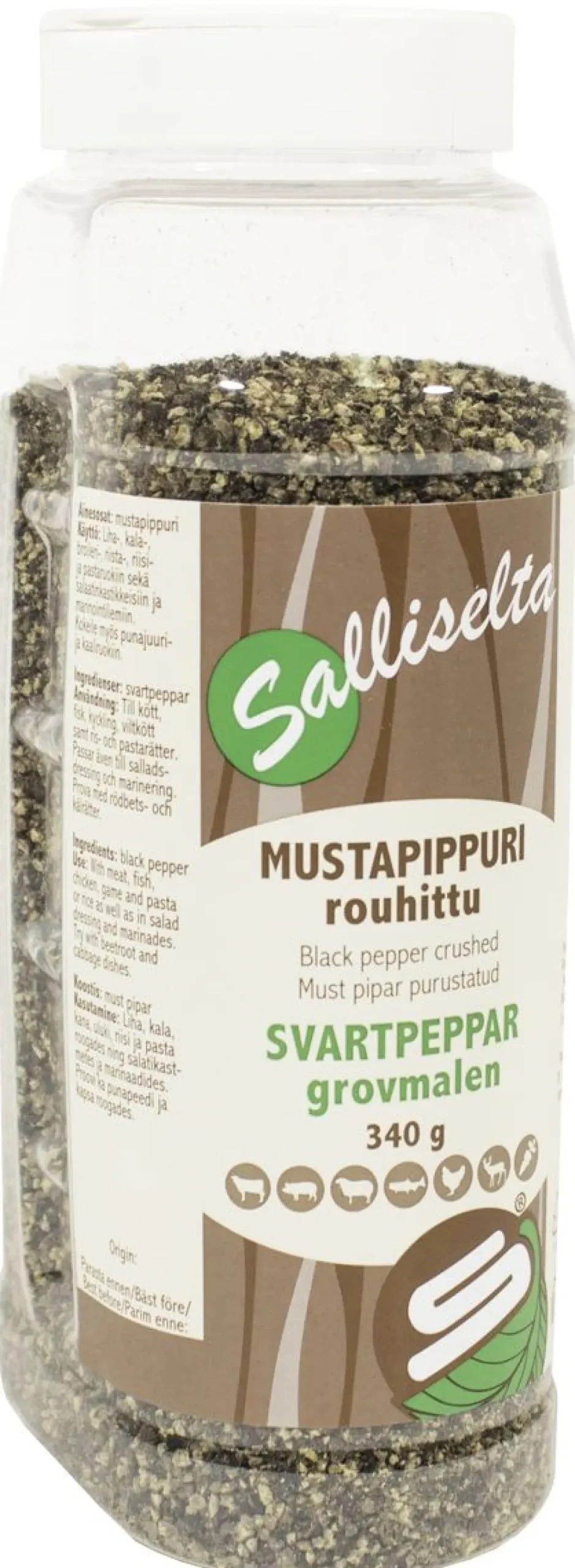 SALLINEN MUSTAPIPPURI ROUHITTU 340 G