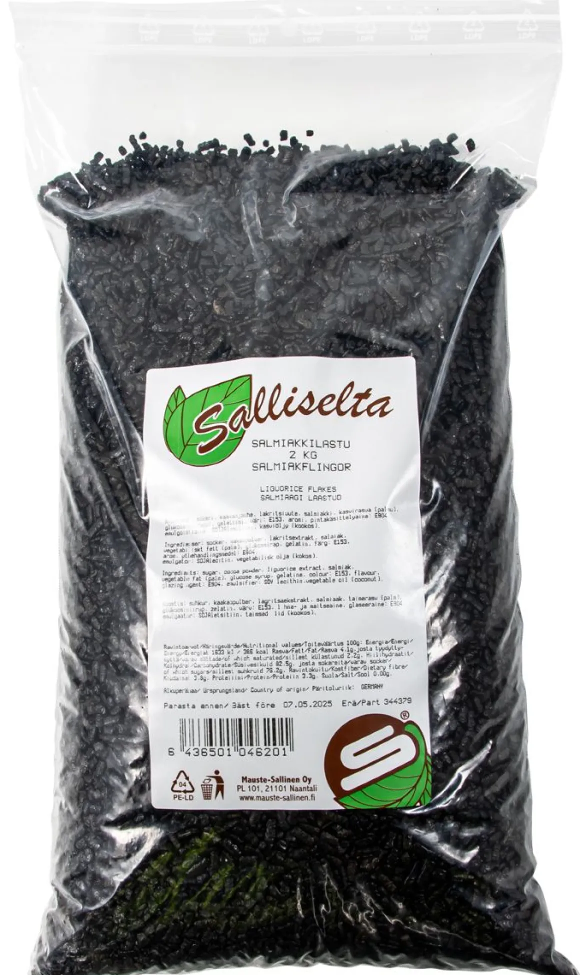SALLINEN SALMIAKKILASTU MUSTA 2 KG