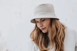 SALON BUCKET HAT LINEN PASTEL, BEIGE, 57