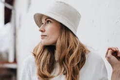 SALON BUCKET HAT LINEN PASTEL, BEIGE, 57