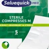 SALVEQUICK MED STERILE COMPRESSES M STERIILI SIDETAITOS 5 KPL