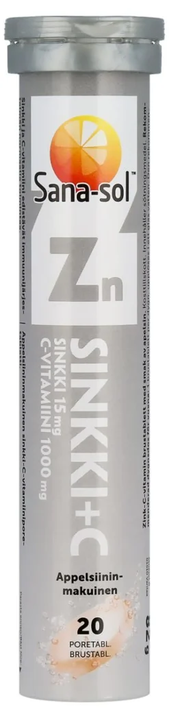 SANA-SOL PORETABL SINKKI+ C-VITAMIINI APPELSIININMAKU