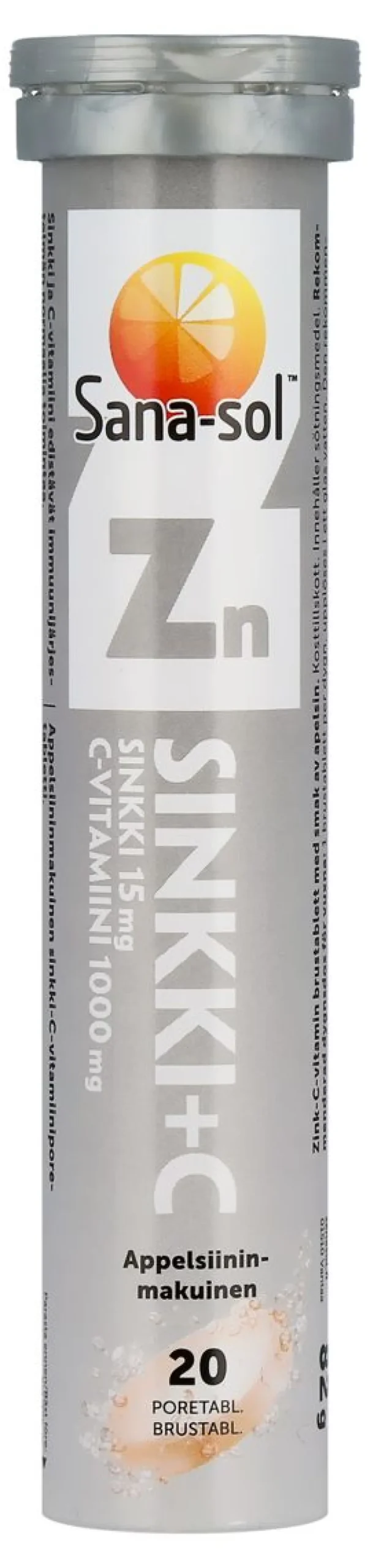 SANA-SOL PORETABL SINKKI+ C-VITAMIINI APPELSIININMAKU
