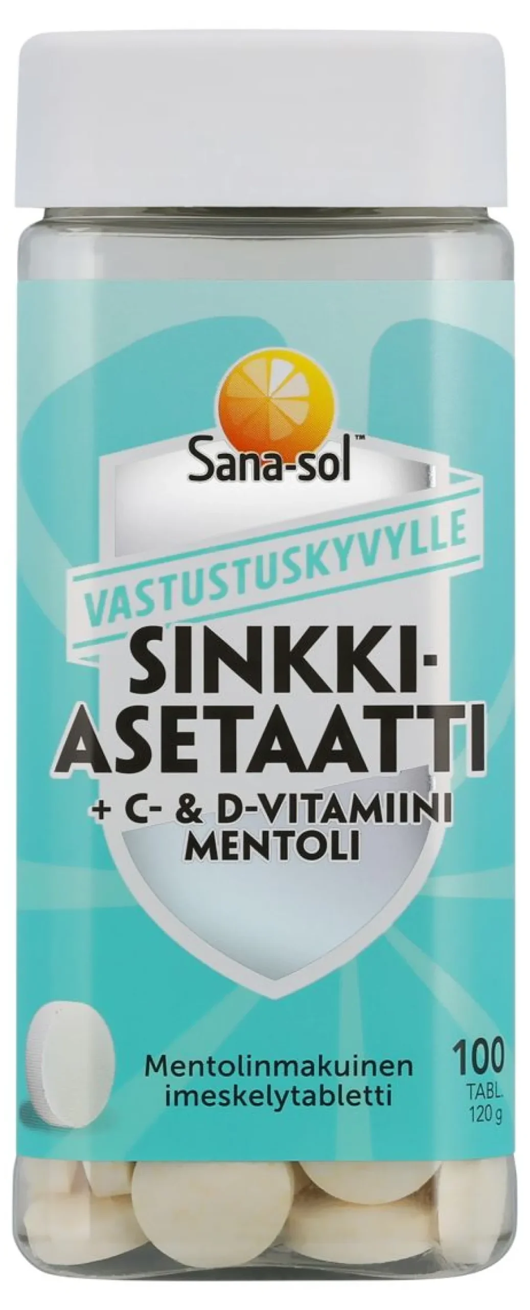 SANA-SOL SINKKIAS.+C&D-VITAMIINI MENTOLI IMESKELYTABL. 100 KPL