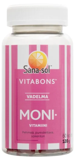 SANA-SOL VITABONS MONIVITAMIINI VADELMA 60 KPL