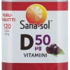 SANA-SOL D-VITAMIINI 50 MIKROGR. PURUTAB MUSTAHERUKKA 120 KPL