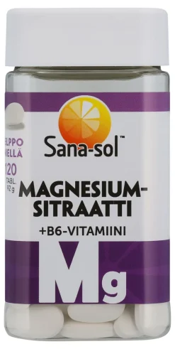 SANA-SOL MAGNESIUMSITRAATTI+B6-VITAMIINI 120