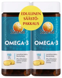 SANA-SOL OMEGA-3 TUPLAPAKKAUS 2*150KPL 300 KPL