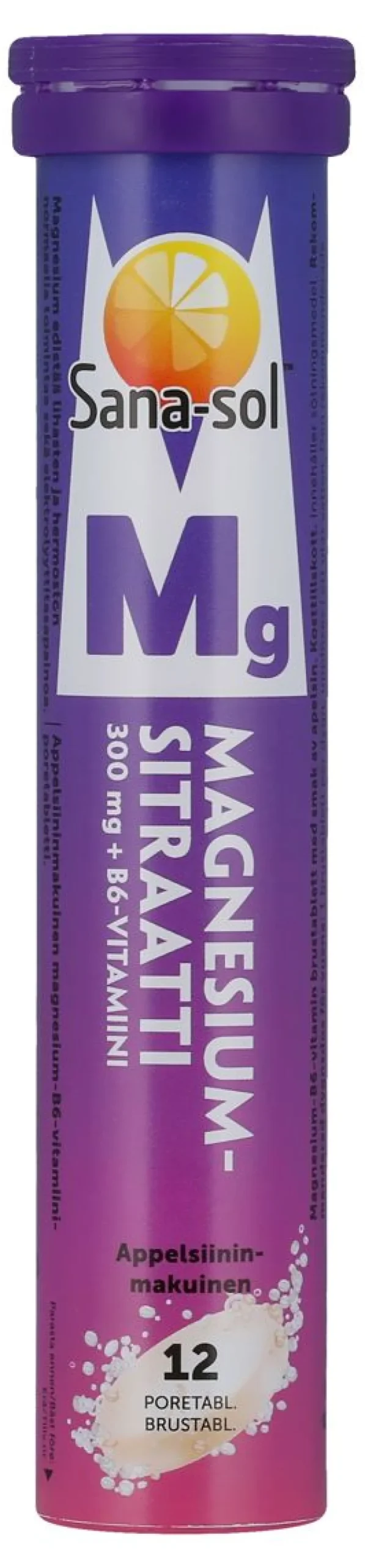 SANA-SOL PORETABL MAGNESIUM- SITRAATTI+B6-VITAMIINI APPELSIINI