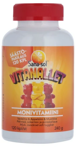 SANA-SOL VITANALLET MONIVITAMIINI SÄÄSTÖPAKKAUS 120 KPL