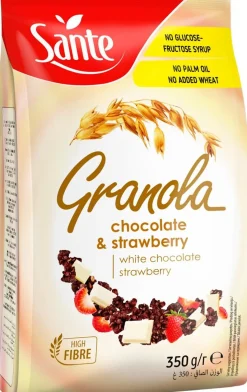 SANTE KAURAGRANOLA VALKOSUKLAA-  MANSIKKA 350 G