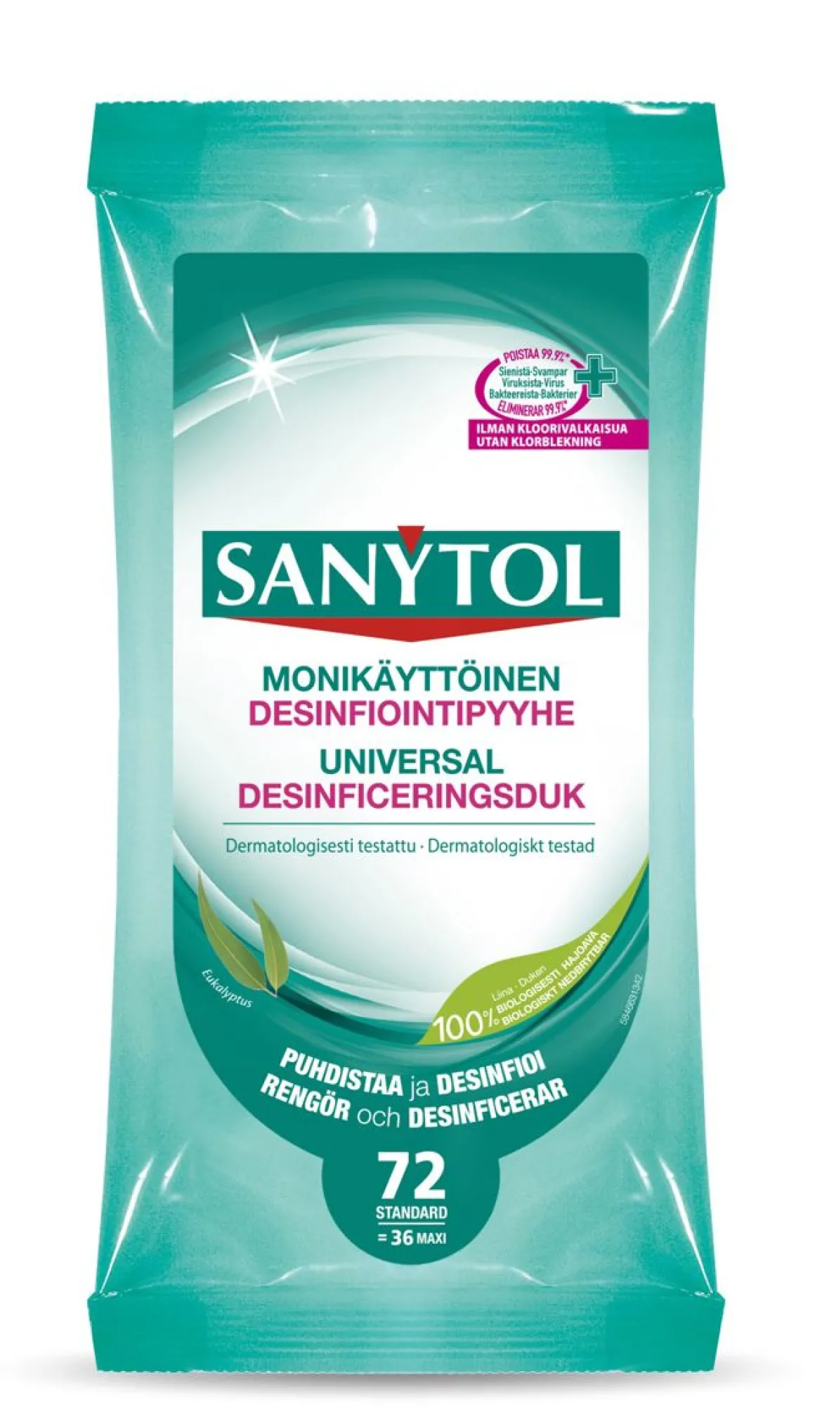 SANYTOL MONIKÄYTTÖINEN DESINFIOINTIPYYHE 72KPL 72 KPL