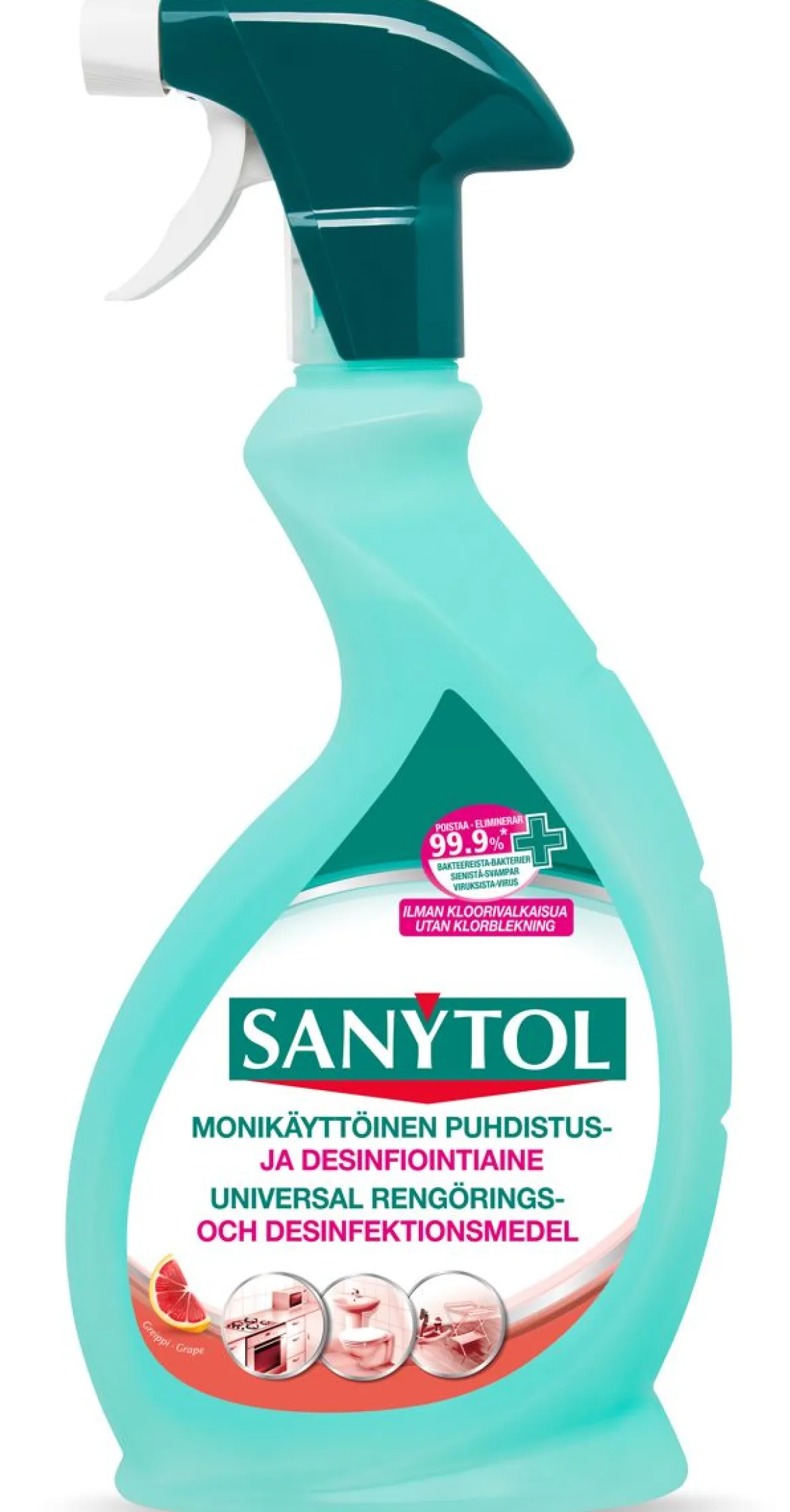 SANYTOL MONIKÄYTTÖINEN PUHDISTUS JA DESINFIOINTIAINE GREIPPI 500 ML