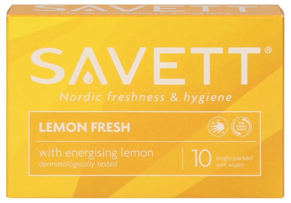 SAVETT LEMON FRESH KOSTEUSPYYHE 10 KPL