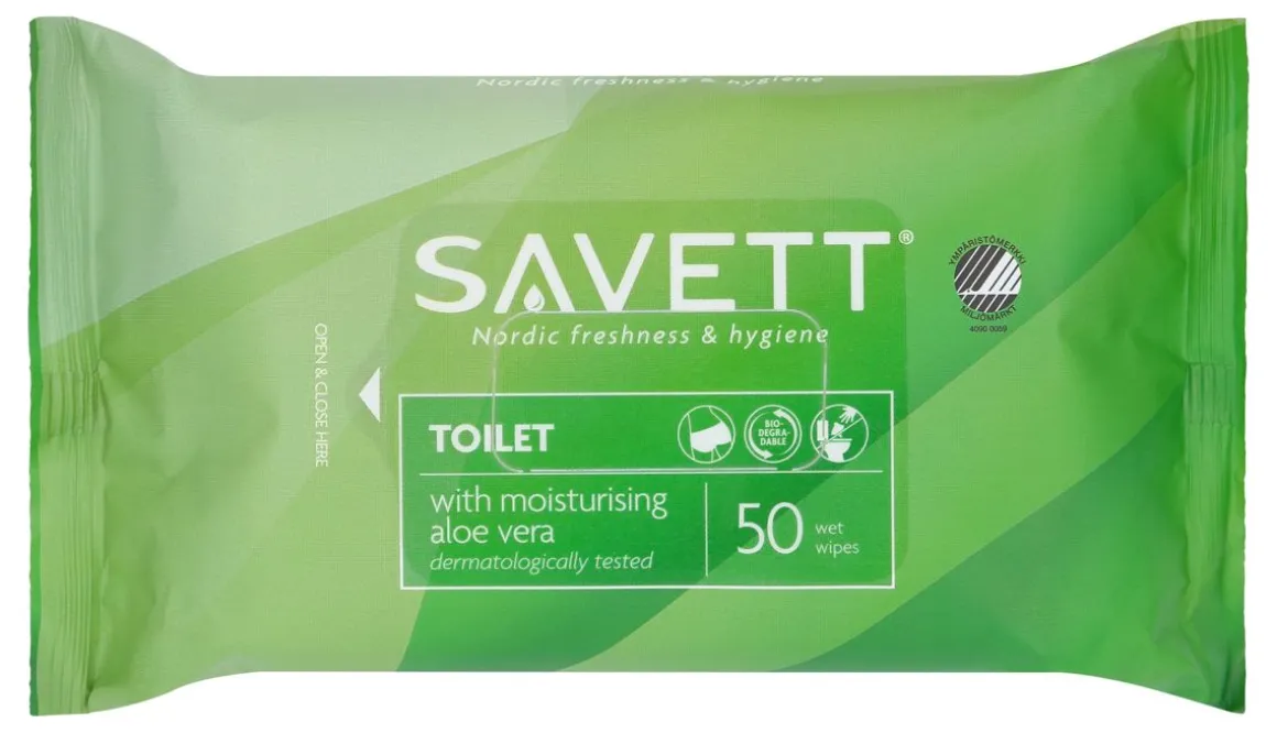 SAVETT TOILET UUDELLEEN SULJETTAVA KOSTEUSPYYHE 50 KPL
