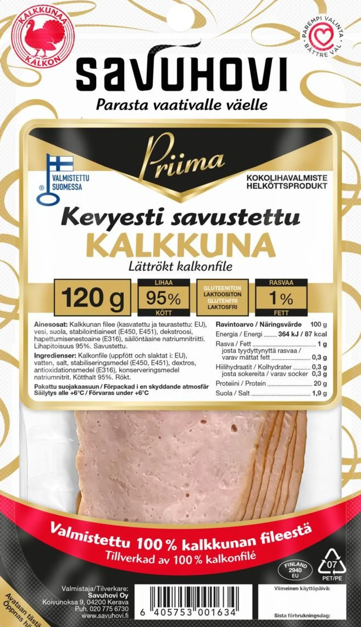 SAVUHOVI PRIIMA KEVYESTI SAVUSTETTU KALKKUNA 120 G