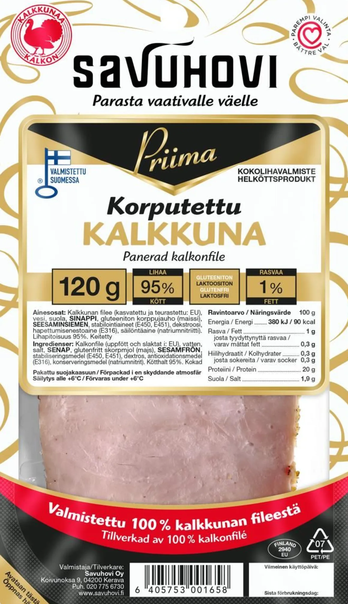 SAVUHOVI PRIIMA KORPUTETTU KALKKKUNA 120 G