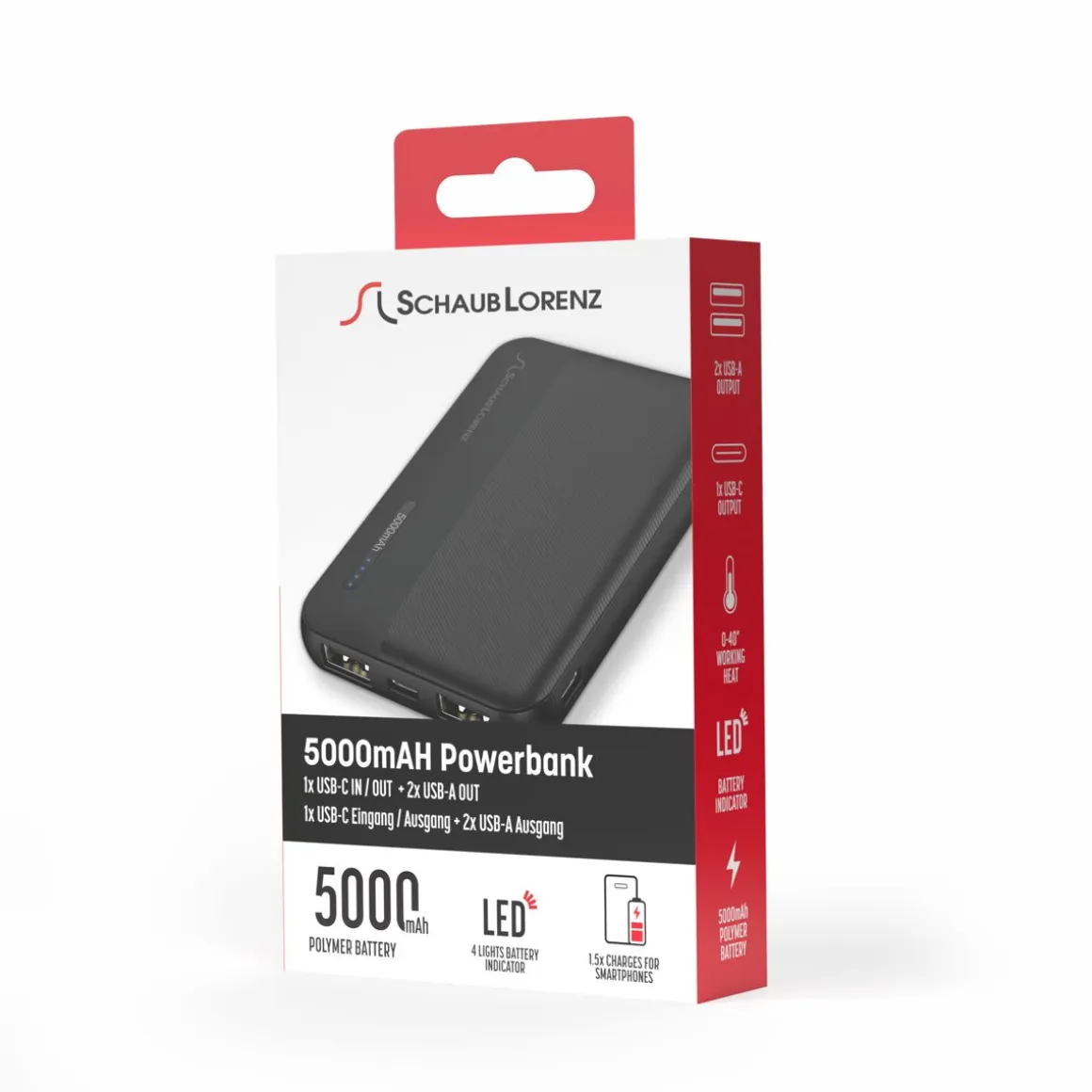 SCHAUB LORENZ POWERBANK VARAVIRTALÄHDE 5000 MAH