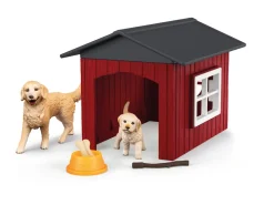 SCHLEICH FARM WORLD KENNELLI JA 2 KULTAISTA NOUTAJAA