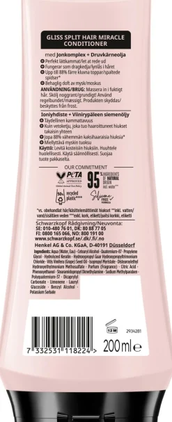 SCHWARZKOPF GLISS SPLIT ENDS MIRACLE HOITOAINE 200 ML