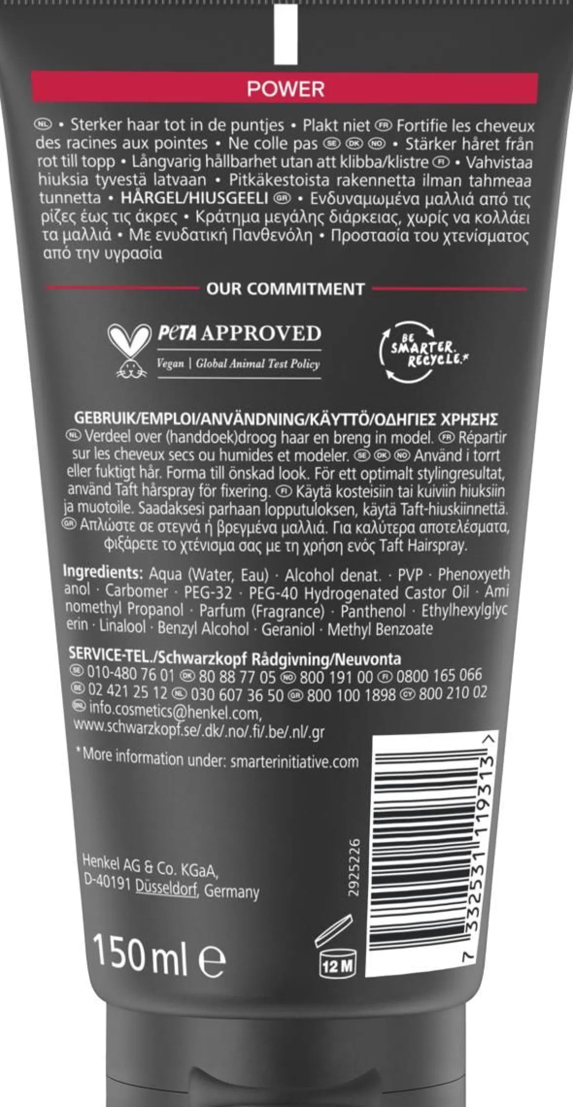 SCHWARZKOPF TAFT POWER HIUSGEELI 150 ML