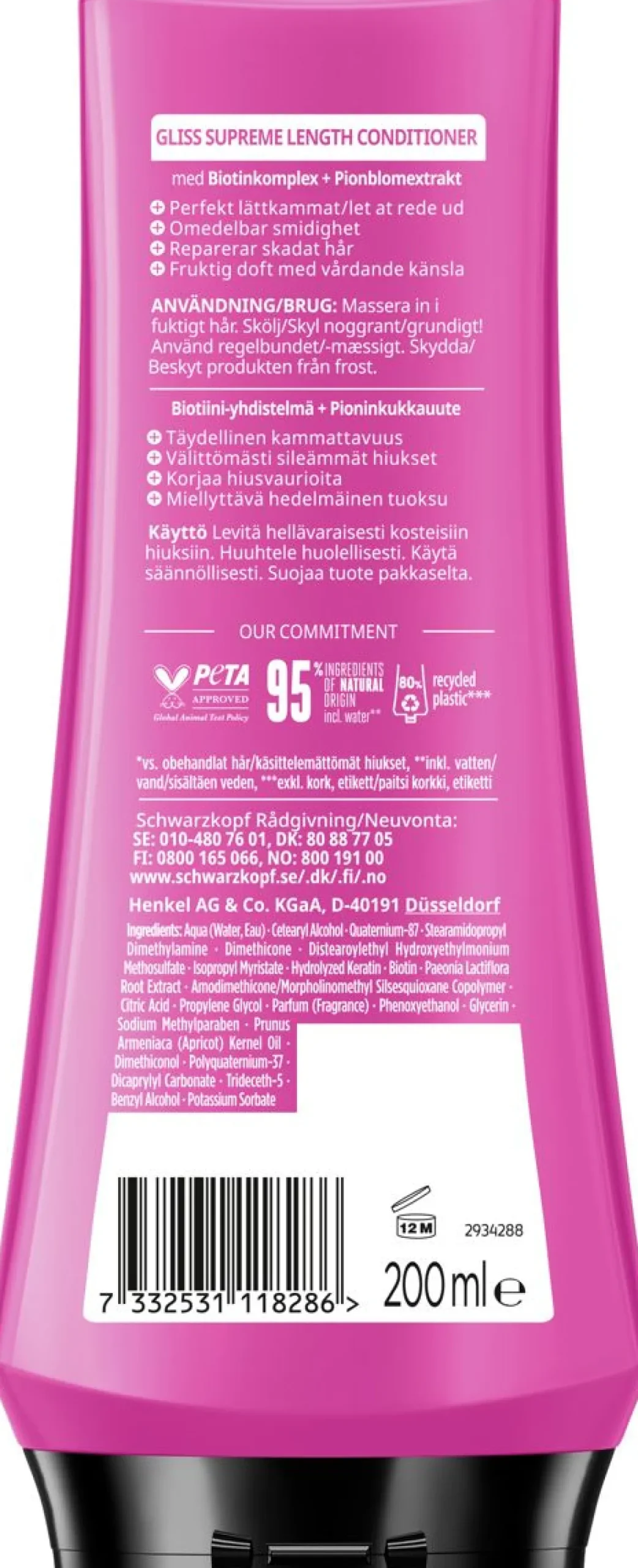SCHWARZKOPF GLISS SUPREME LENGTH HOITOAINE 200 ML