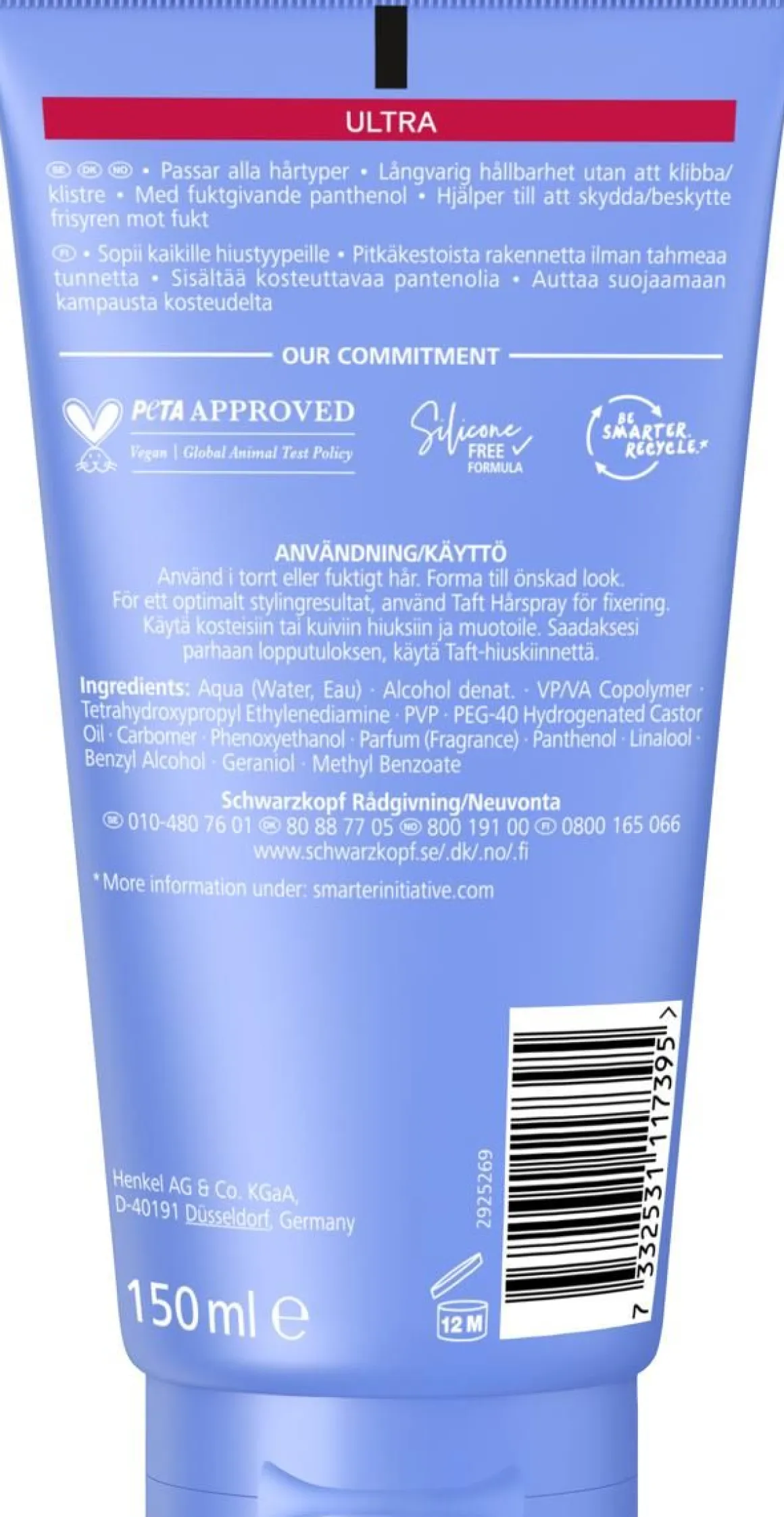 SCHWARZKOPF TAFT ULTRA STYLING HIUSGEELI 150 ML