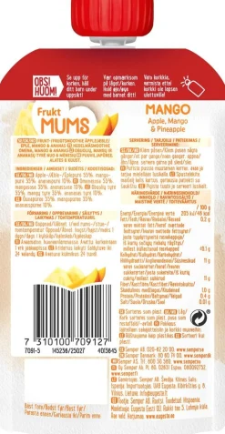SEMPER FRUKTMUMS MANGO-OMENA-ANANAS 6KK 110 G