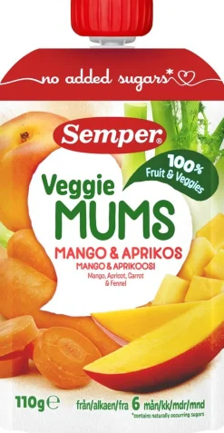 SEMPER FRUKT VEGGIE MUMS 6KK MANGO 110 G