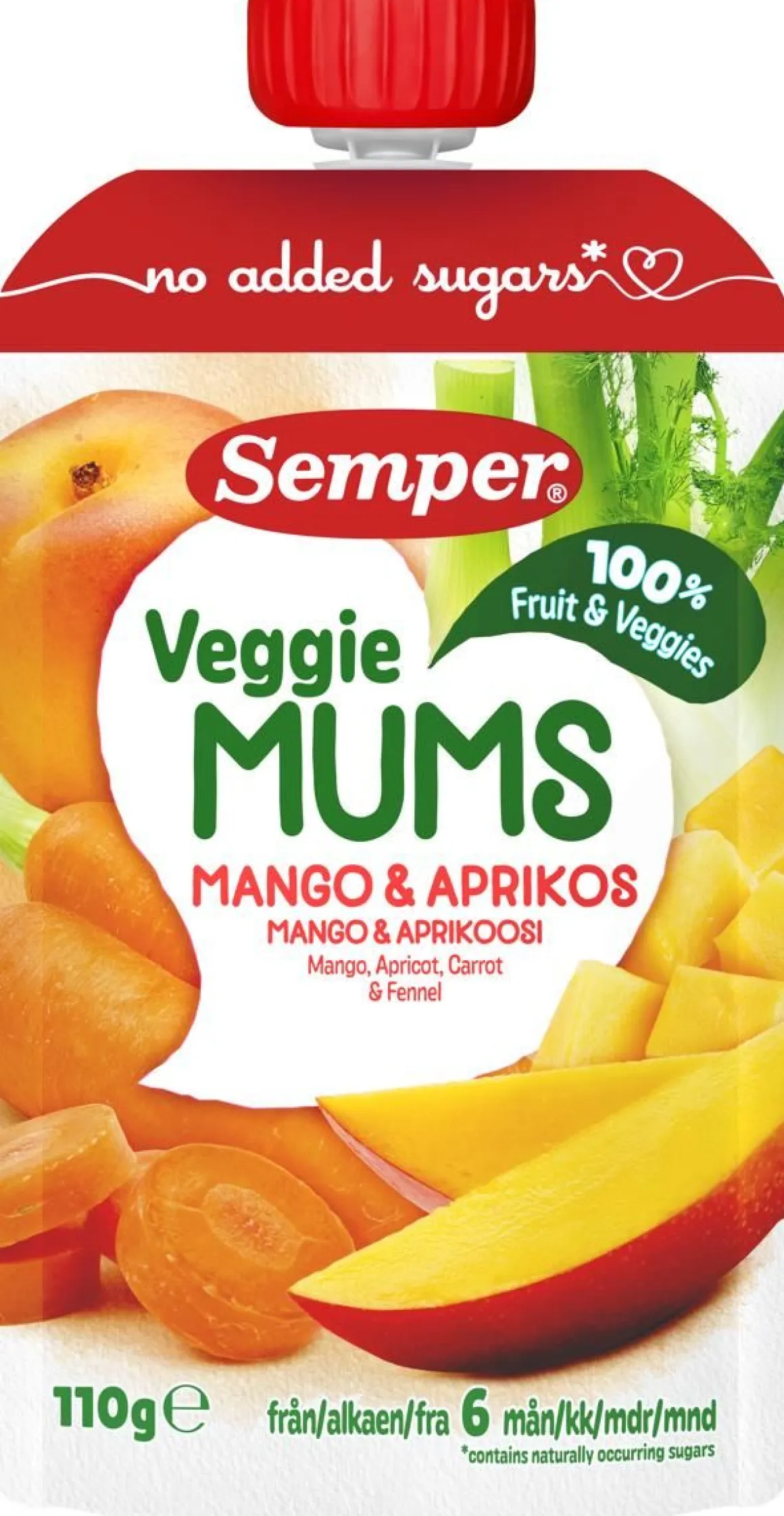 SEMPER FRUKT VEGGIE MUMS 6KK MANGO 110 G