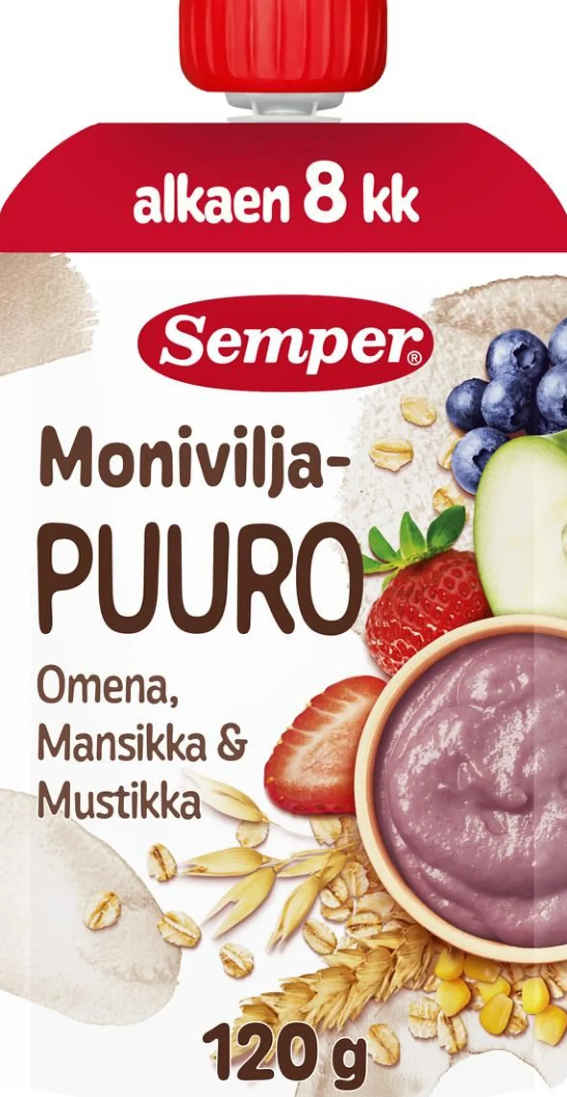 SEMPER MONIVILJAPUURO OMENA, MANSIKKA & MUSTIKKA 8KK 120 G