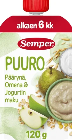 SEMPER PUURO JOGURTTI-OMENA-PÄÄRYNÄ 6KK 120 G