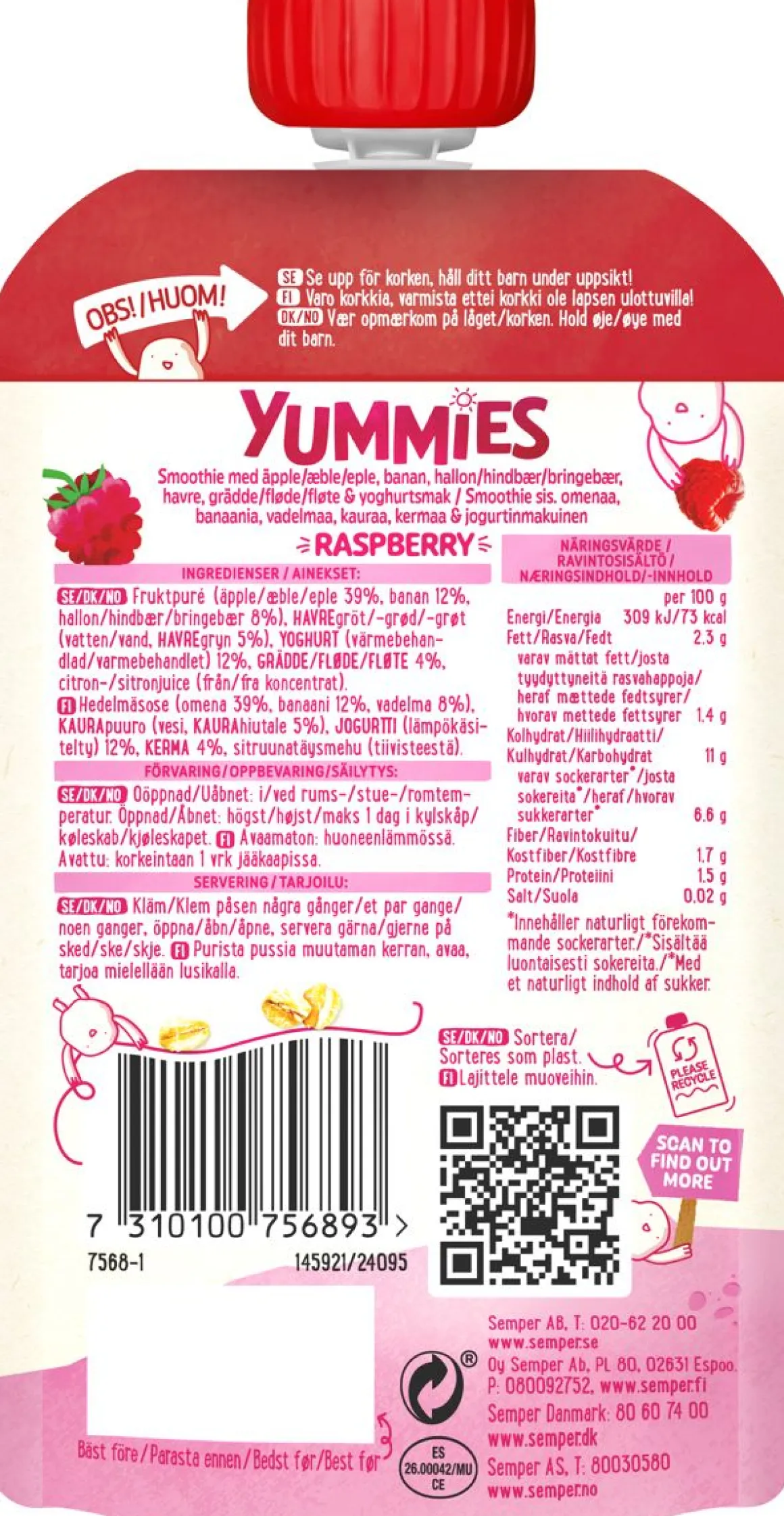SEMPER SEMPER YUMMIES RASPBERRY 120 G