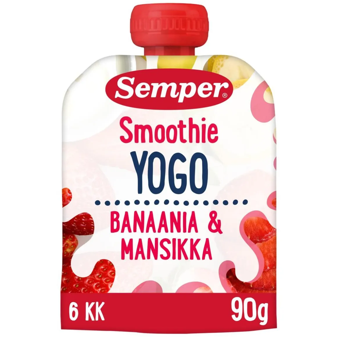 SEMPER SMOOTHIE BANAANIA, MANSIKKAA JA JOGURTTIA 90 G