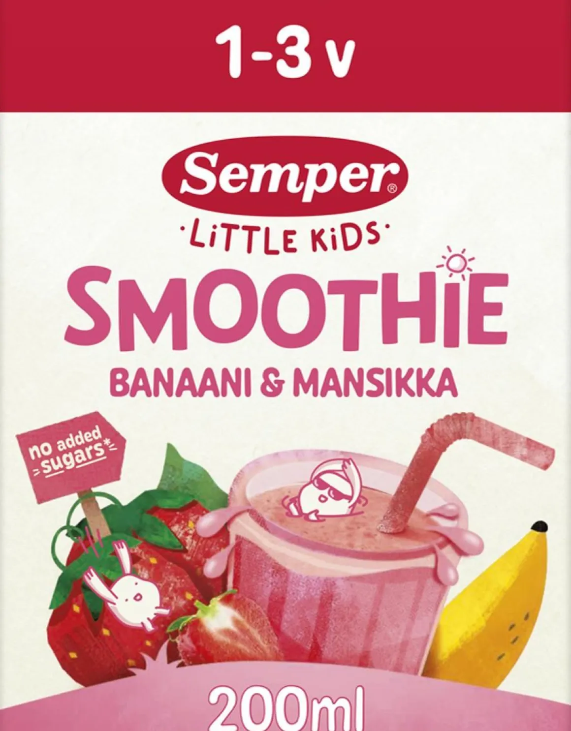 SEMPER SMOOTHIE BANAANI-MANSIKKA 1V 200 ML