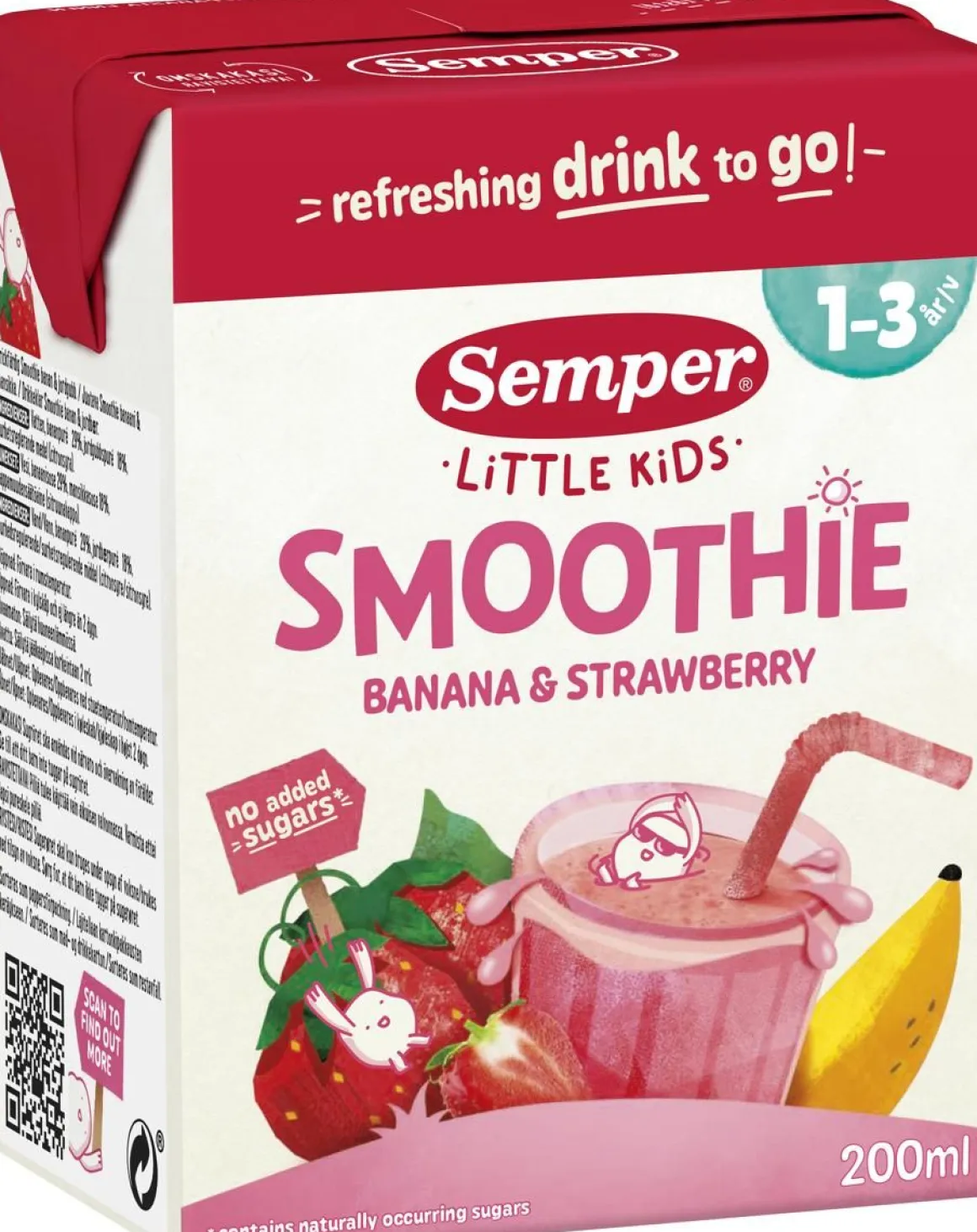 SEMPER SMOOTHIE BANAANI-MANSIKKA 1V 200 ML