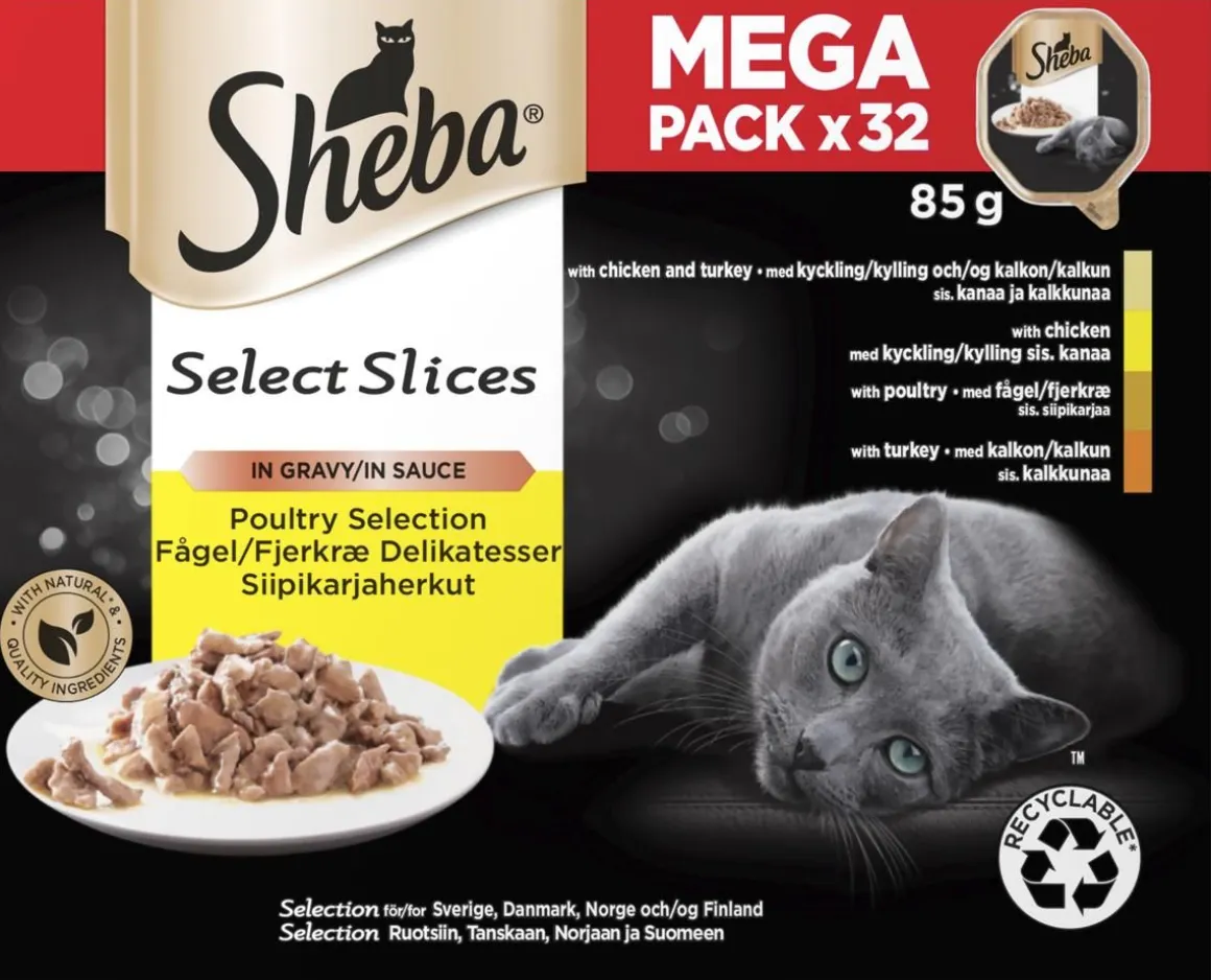 SHEBA RASIA SELECT SLICES 32*85G SIIPIKARJAA KASTIKKEESSA LE 2,72 KG