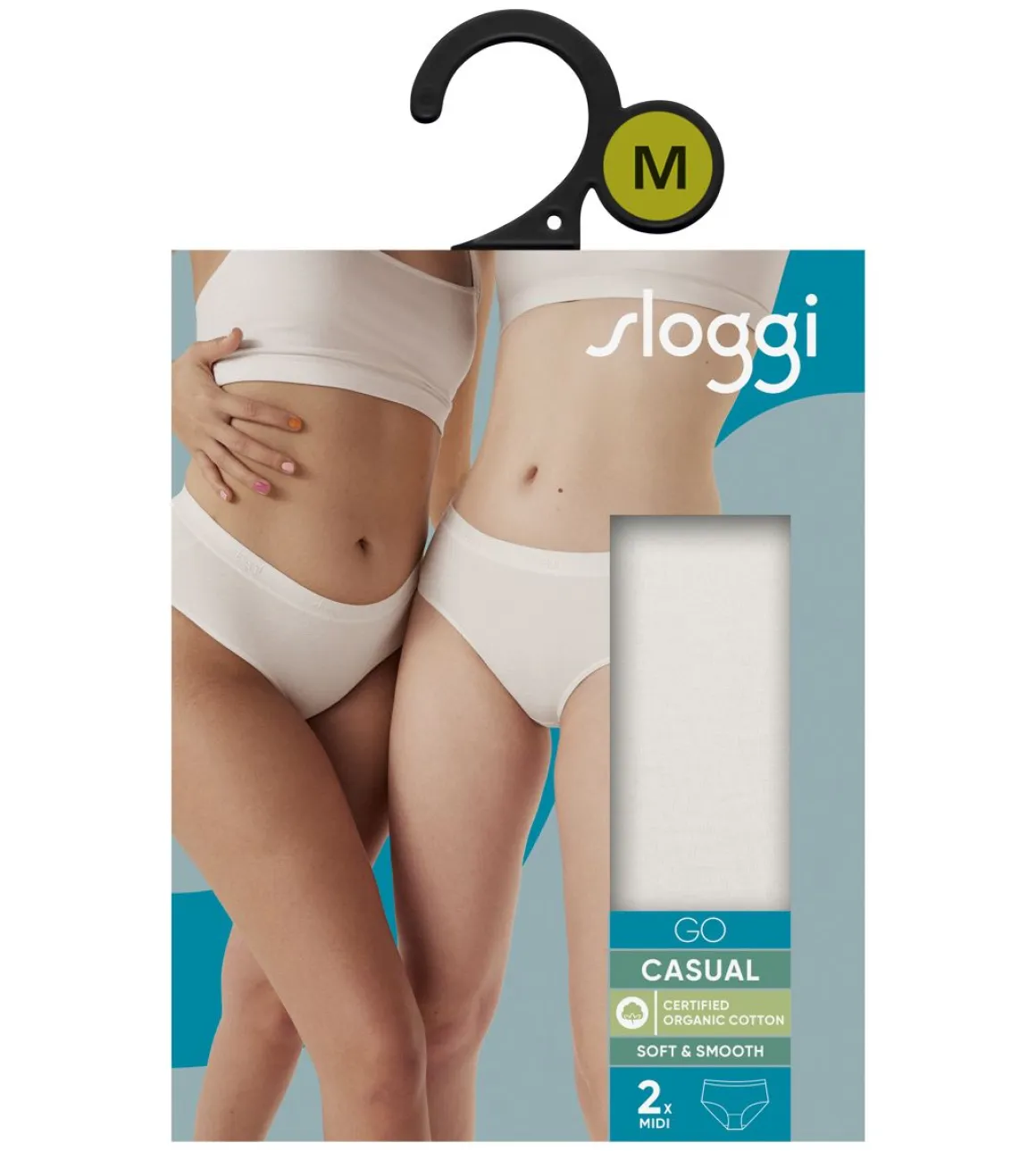 SLOGGI GO CASUAL H MIDI 2-PACK M SILK WHITE