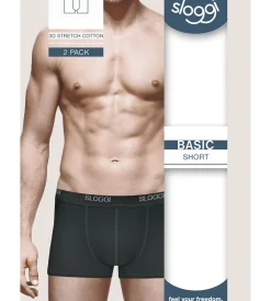 SLOGGI MEN BASIC SHORT BOKSERIT 2-PACK MUSTA S