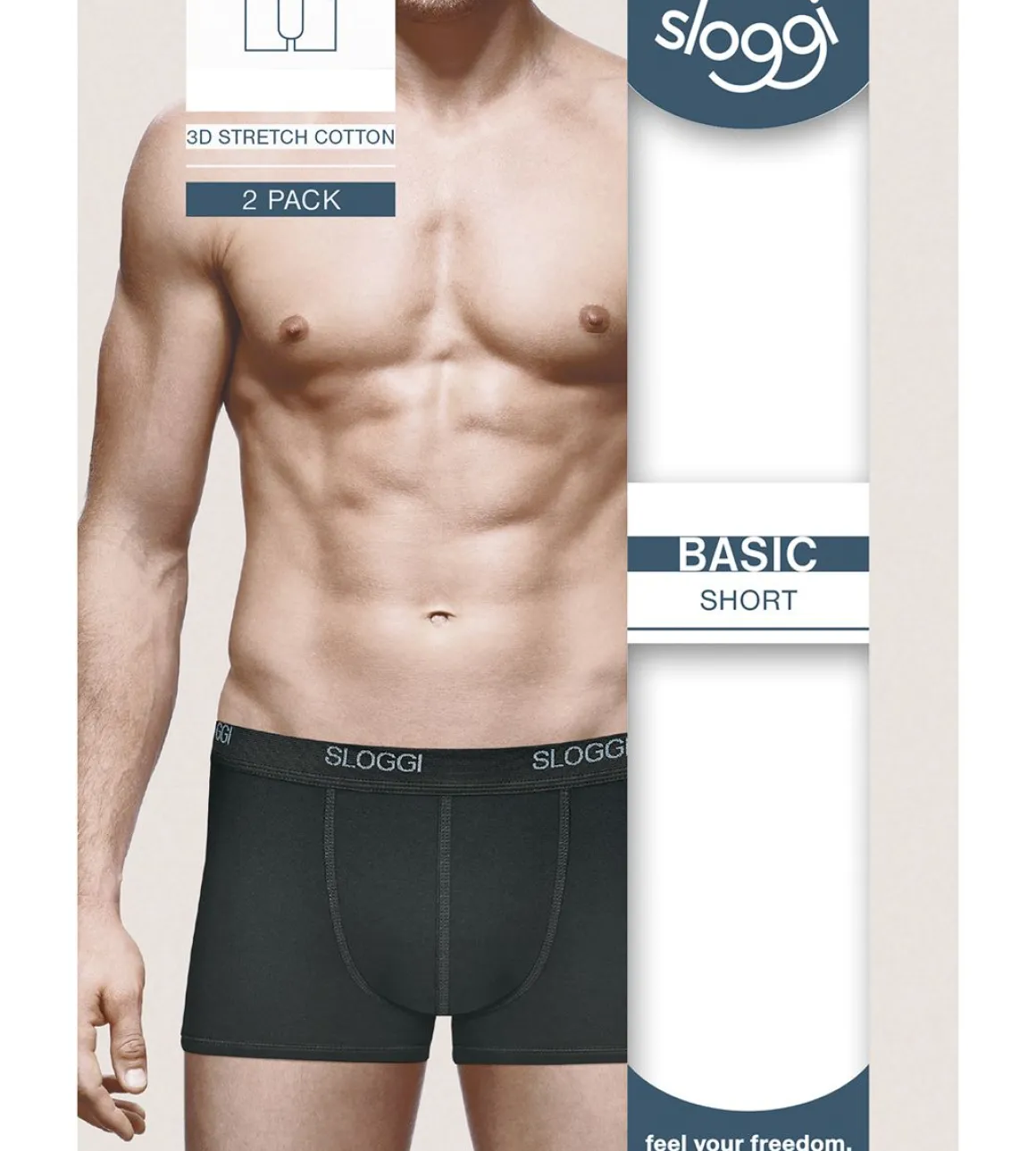 SLOGGI MEN BASIC SHORT BOKSERIT 2-PACK MUSTA L