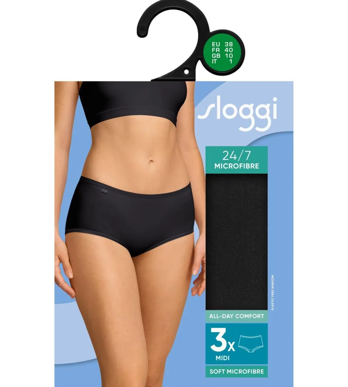 SLOGGI 24/7 MICROFIBRE H MIDI 3-PACK 38 MUSTA