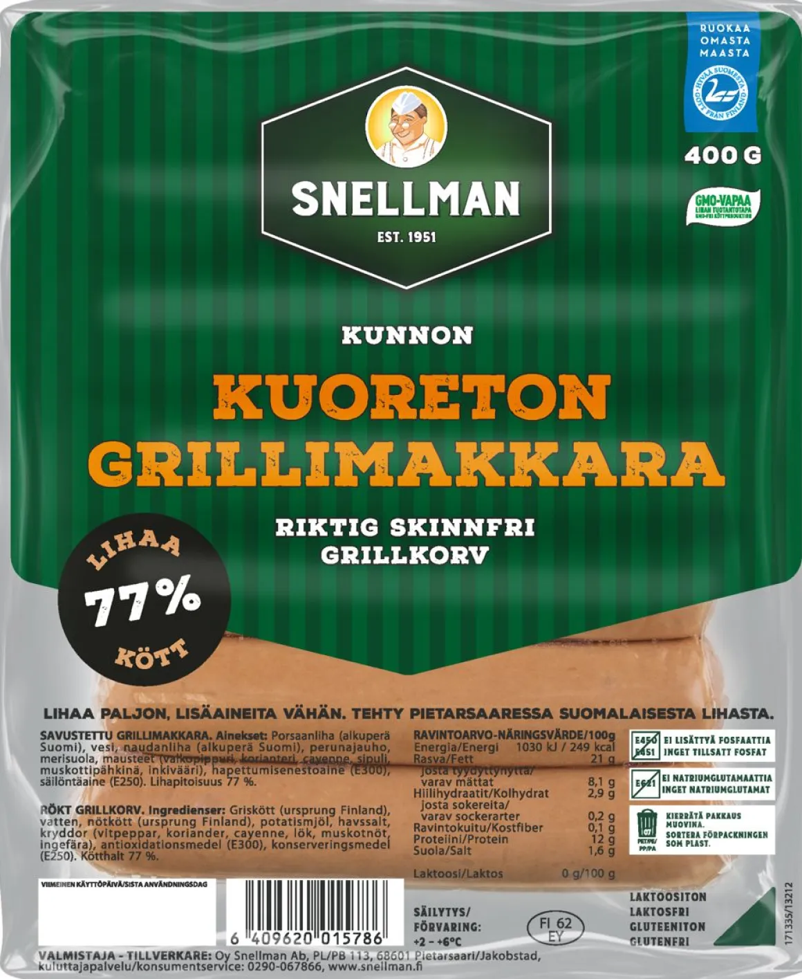 SNELLMAN KUNNON KUORETON GRILLIMAKKARA 400 G
