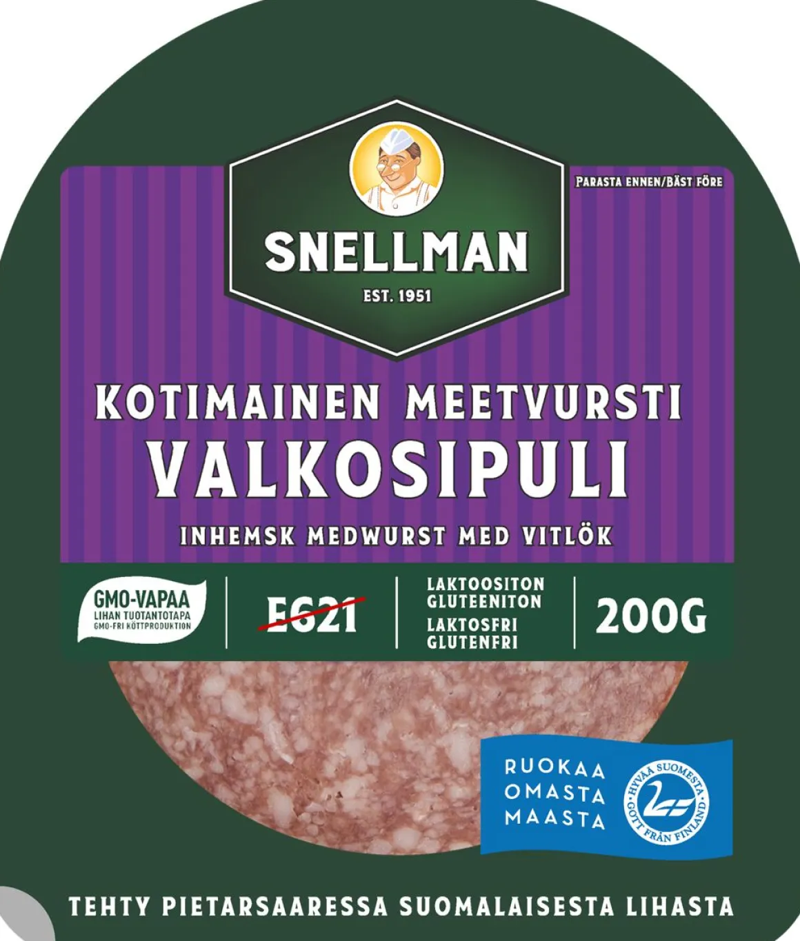 SNELLMAN KOTIMAINEN VALKOSIPULIMEETVURSTI 200 G